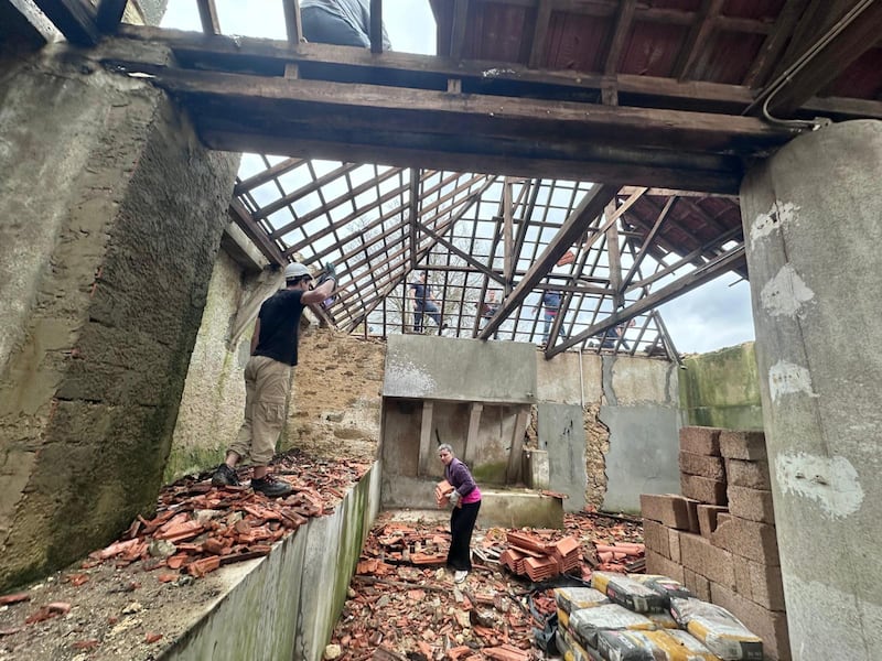 Latter-day Saint volunteers support clean-up efforts in the small village of Chumbaria in Central Portugal after deadly storms hit the country in early February 2026.