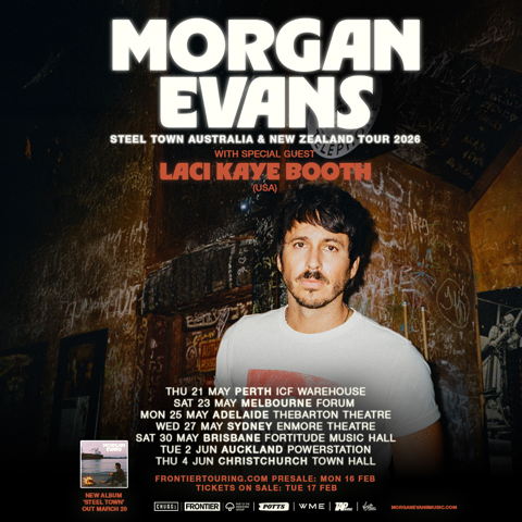 MORGAN EVANS BRINGS HIS STEEL TOWN TOUR TO AUSTRALIA & NEW ZEALAND THIS MAY & JUNE : 100% ROCK MAGAZINE