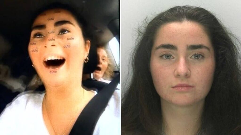 Teen who filmed herself speeding and veering into oncoming traffic jailed after killing two in horror crash