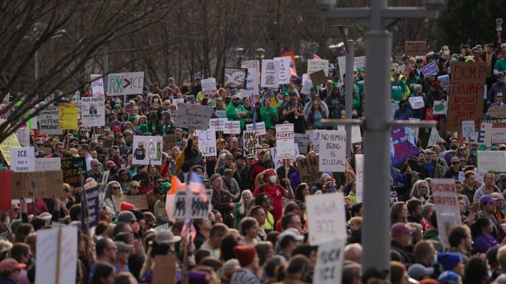 Federal officers use crowd control munitions as demonstrators protest outside Portland ICE building