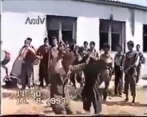 Wedding in Karabakh. The bride brought by a BTR (APC)