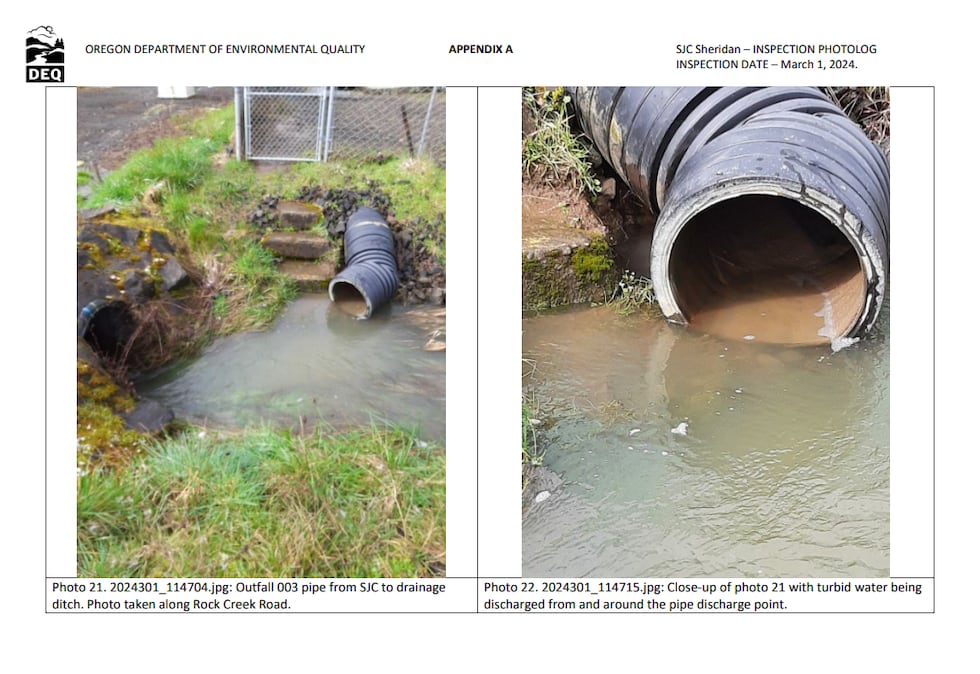 DEQ Records show chemical wastewater flowing from Stella-Jones into drainage ditches and the...