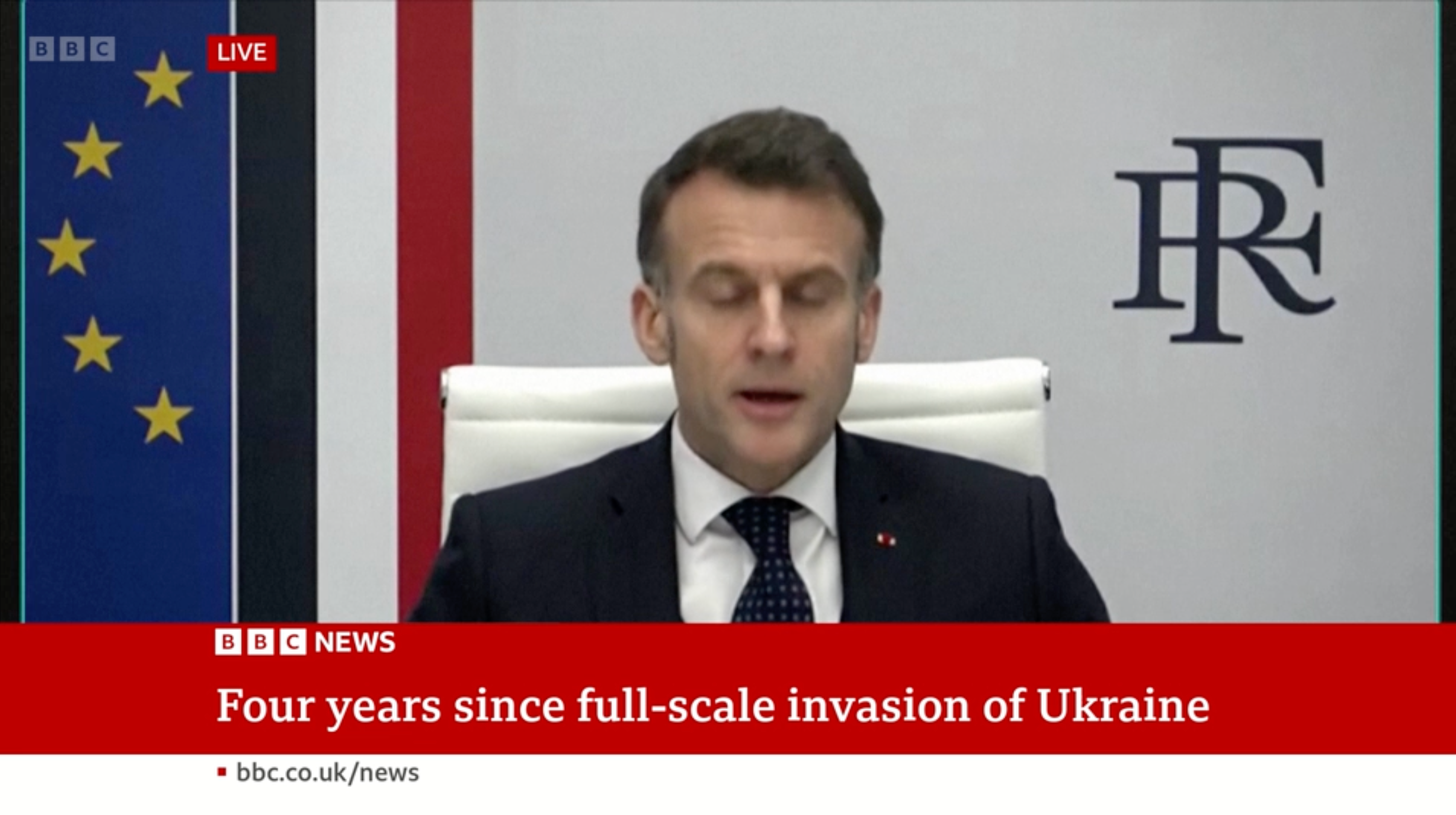 Macron speaks in the Coalition of the Willing meeting