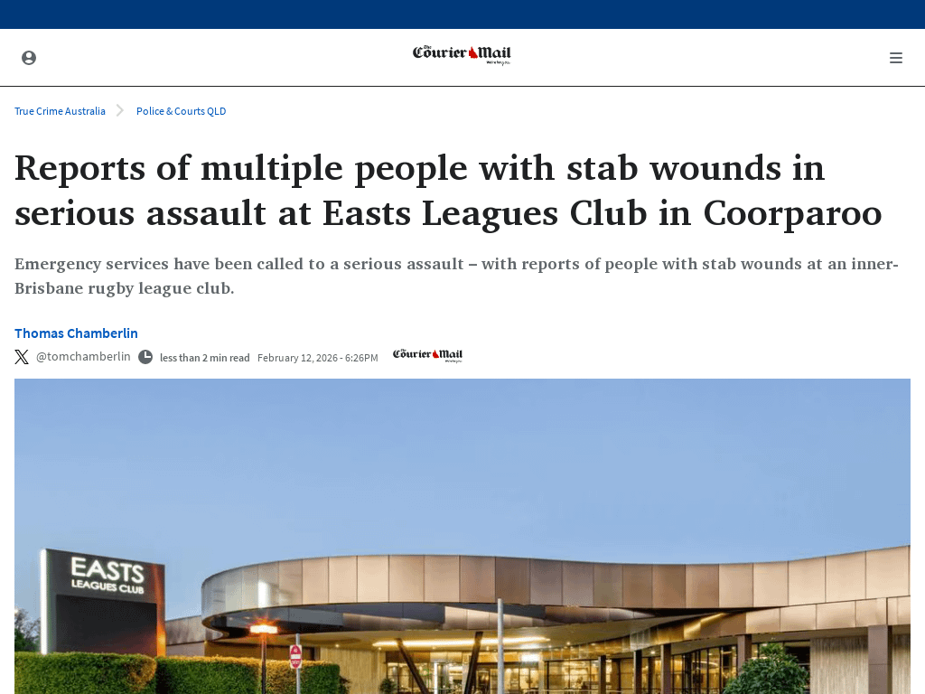 Reports of multiple people with stab wounds in serious assault at Easts Leagues Club in Coorparoo