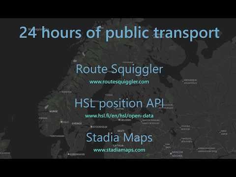 Animated 24 hours of Helsinki public transport