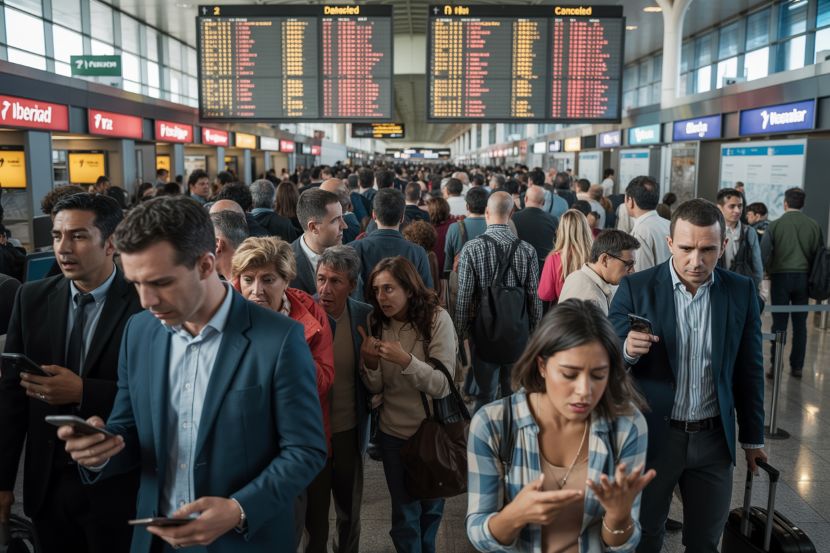 Travellers Stranded at Adolfo Suárez Madrid-Barajas and Barcelona International Airports in Spain as 397 Flights Are Delayed and 12 Cancelled, Disrupting Iberia, Vueling, Ryanair, and More Across Madrid, Barcelona, and Seville