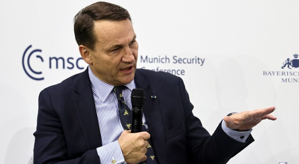 Minister of Foreign Affairs of Poland Radoslaw Sikorski speaks during the 62nd Munich Security Conference (MSC), in Munich, Germany, 14 February 2026. The 62nd Munich Security Conference, running from 13 to 15 February 2026, is expected to host around 50 world leaders.