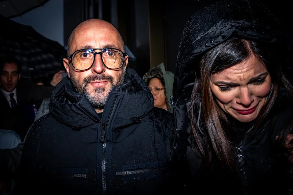 The owner of Le Constellation bar, Jessica (R) and Jacques Moretti (L) arrive at a hearing at the Office of the Public Prosecutor of the Canton of Valais in Sion (AFP/Getty)
