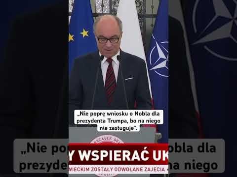 Statement by Marshal Włodzimierz Czarzasty on the request of the United States and Israel to award the Nobel Prize to US President Donald Trump.