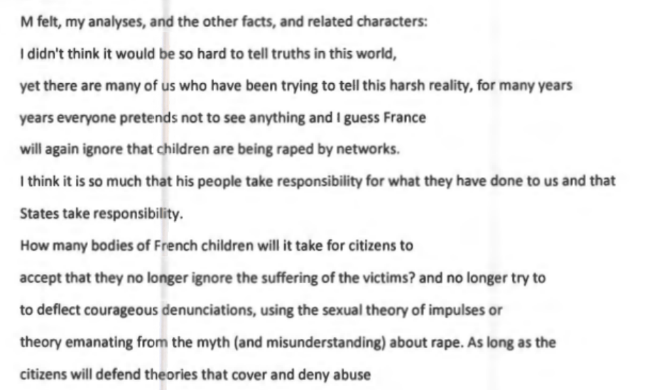 Extract from pdf EFTA00079513.pdf. Testimony of a victim of French citizenship in the Epstein affair. If you have the courage, read the 38 pages, there are quite a few French “celebrities” cited. (Balkany, Frank Ribery....)
