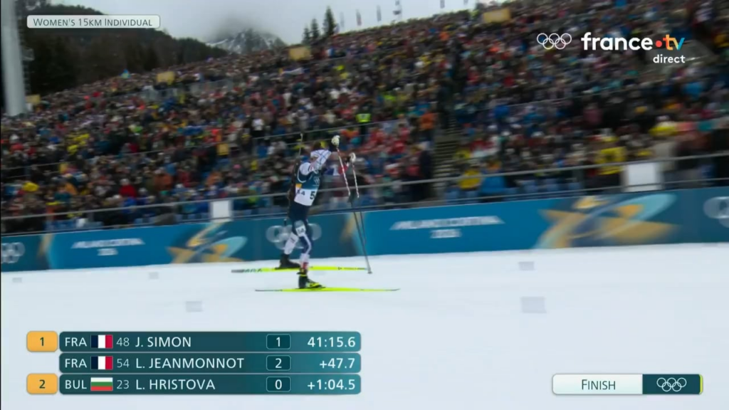 🥇​🥈 Julia Simon Olympic champion and Lou Jeanmonnot takes the silver medal