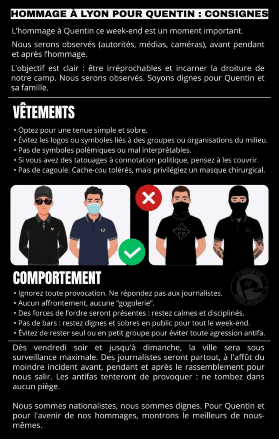 A “nationalist” store puts “instructions” online for this Friday’s demonstration