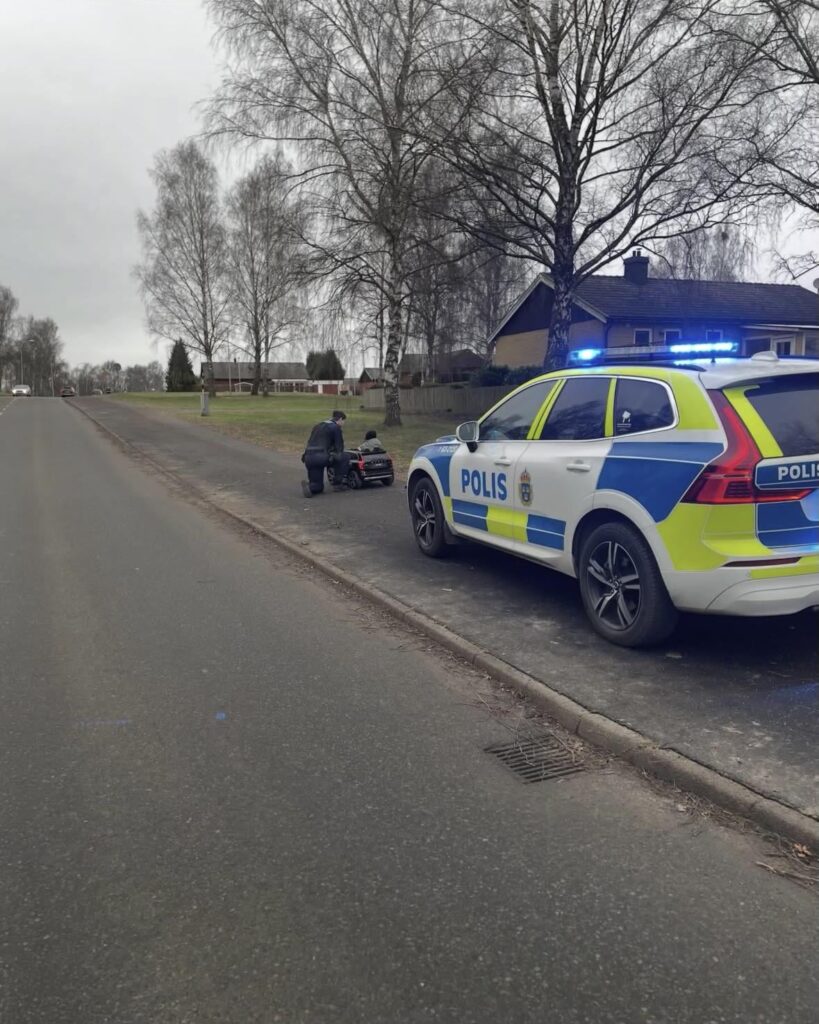 Swedish police stops a suspicious vehicle
