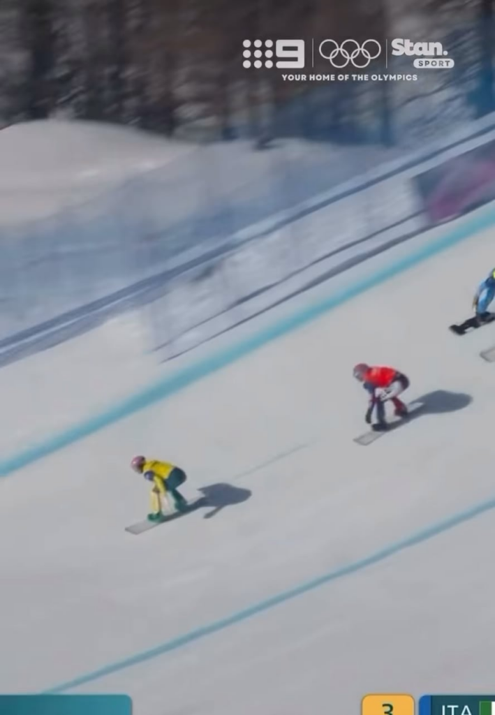 Josie Baff winning the gold for Australia in the Snowboard Cross