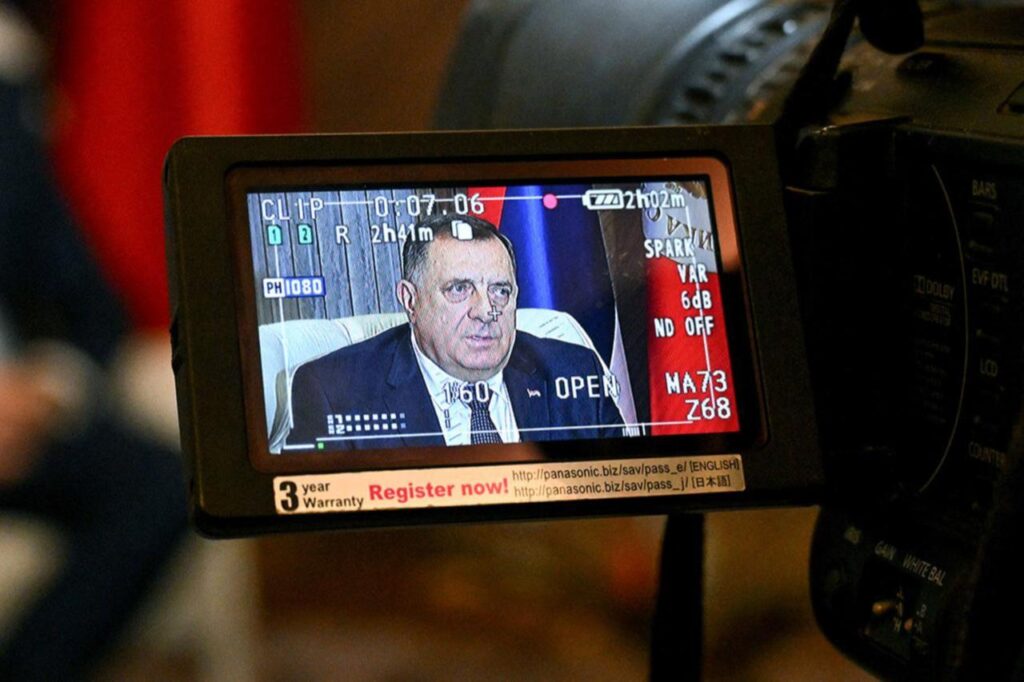 Leader of the Republika Srpska, Milorad Dodik, as he is being filmed during an interview with AFP, in Banja Luka, northwestern Bosnia, January 8, 2024. (AFP Photo)