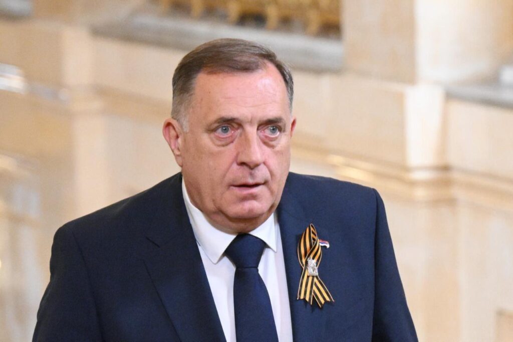 Then-President of Republika Srpska Milorad Dodik arrives in Kremlin for a gala concert held for heads of foreign delegations invited to the celebrations of the 80th anniversary of Victory in the Great Patriotic War, in Moscow, Russia on May 8, 2025. (AA Photo)