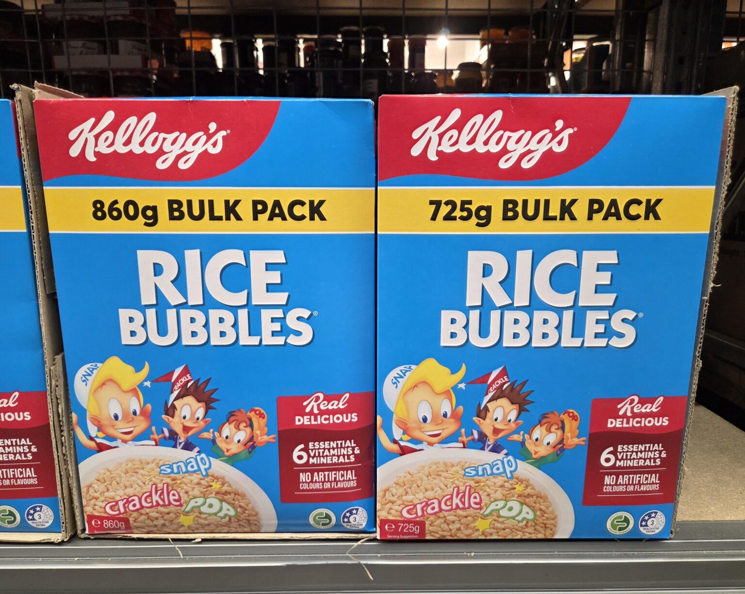 Spotted in the wild: Rice Bubbles 'Bulk Pack' shrinking from 860g to 725g while keeping the same shelf space