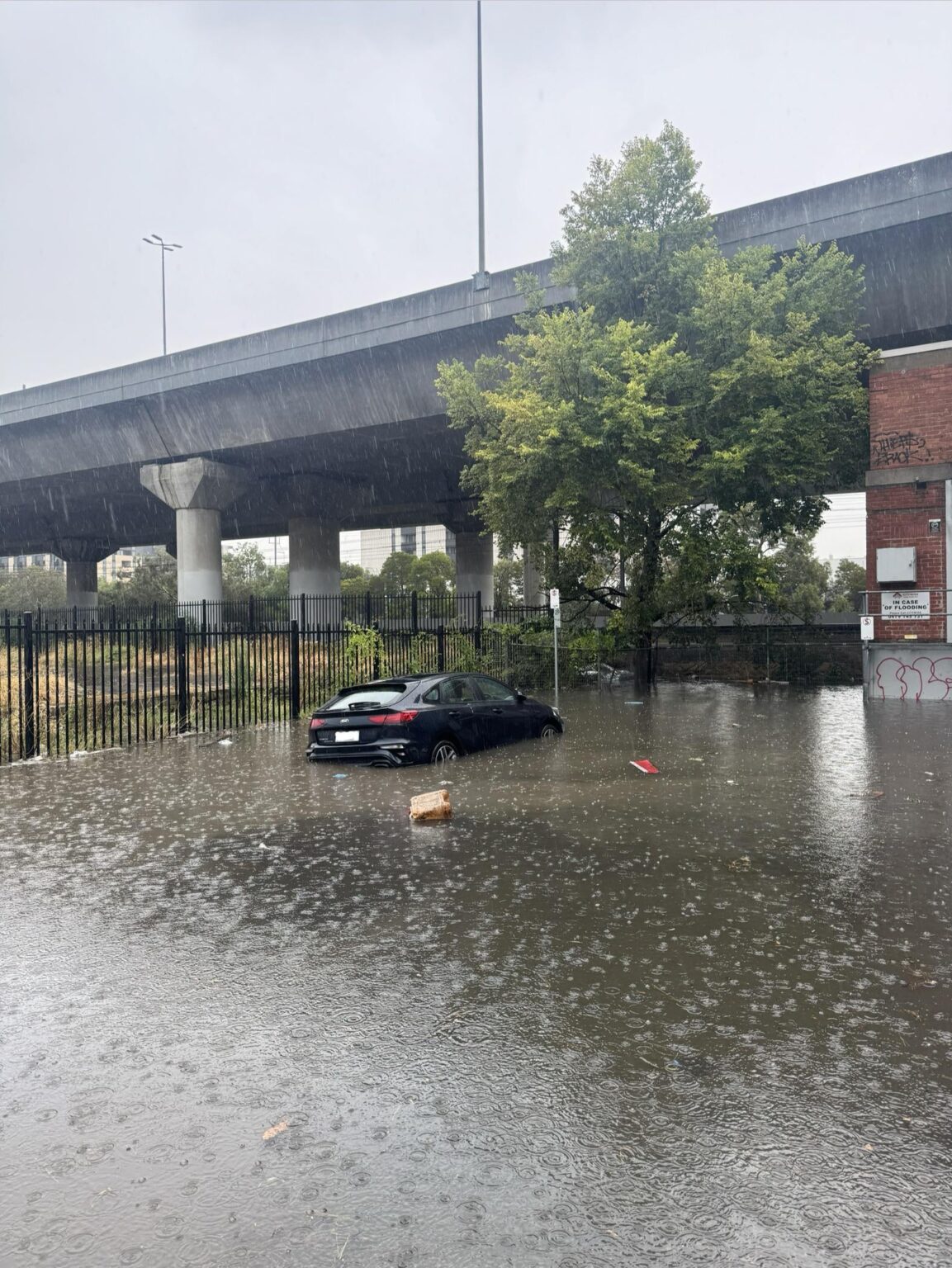 Car flooded yesterday during intense rain