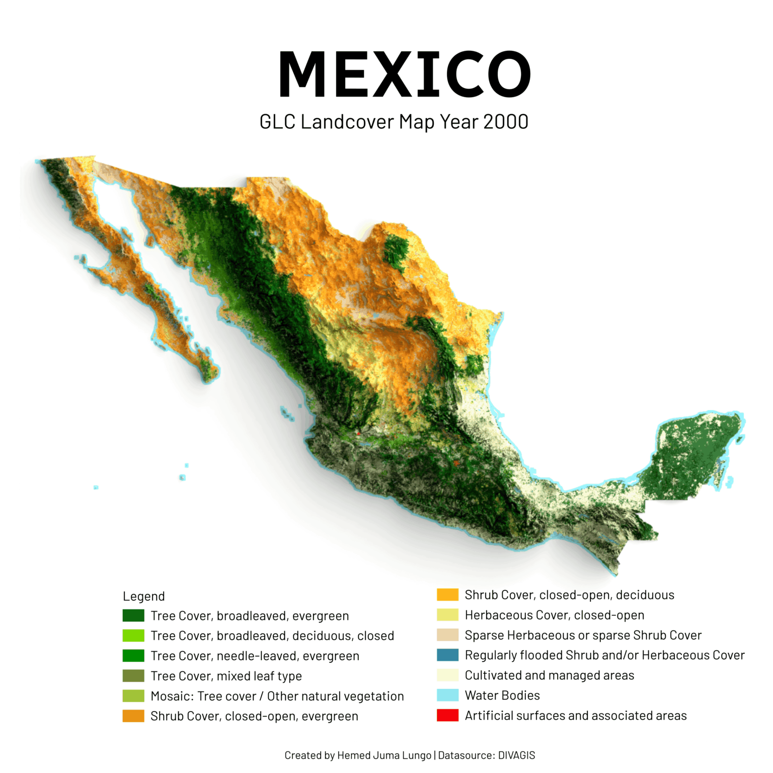 [OC] Landcover Map of Mexico for the year 2000