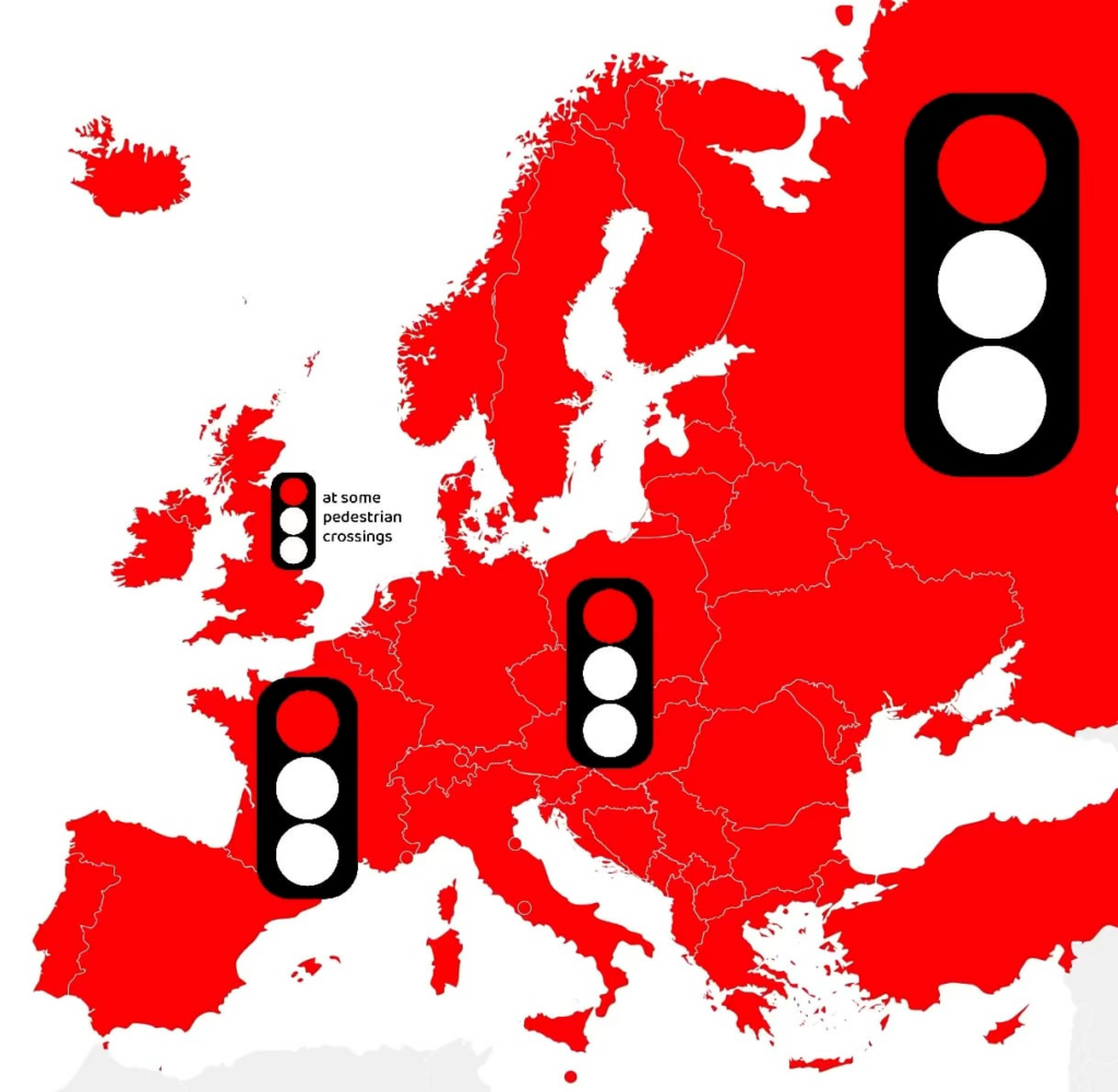 Traffic light sequences in Europe