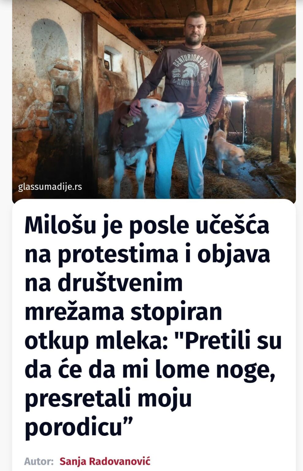 After participation in the protests and postings on social networks, Miloš was stopped from buying milk: "They threatened to break my legs, intercepted my family"