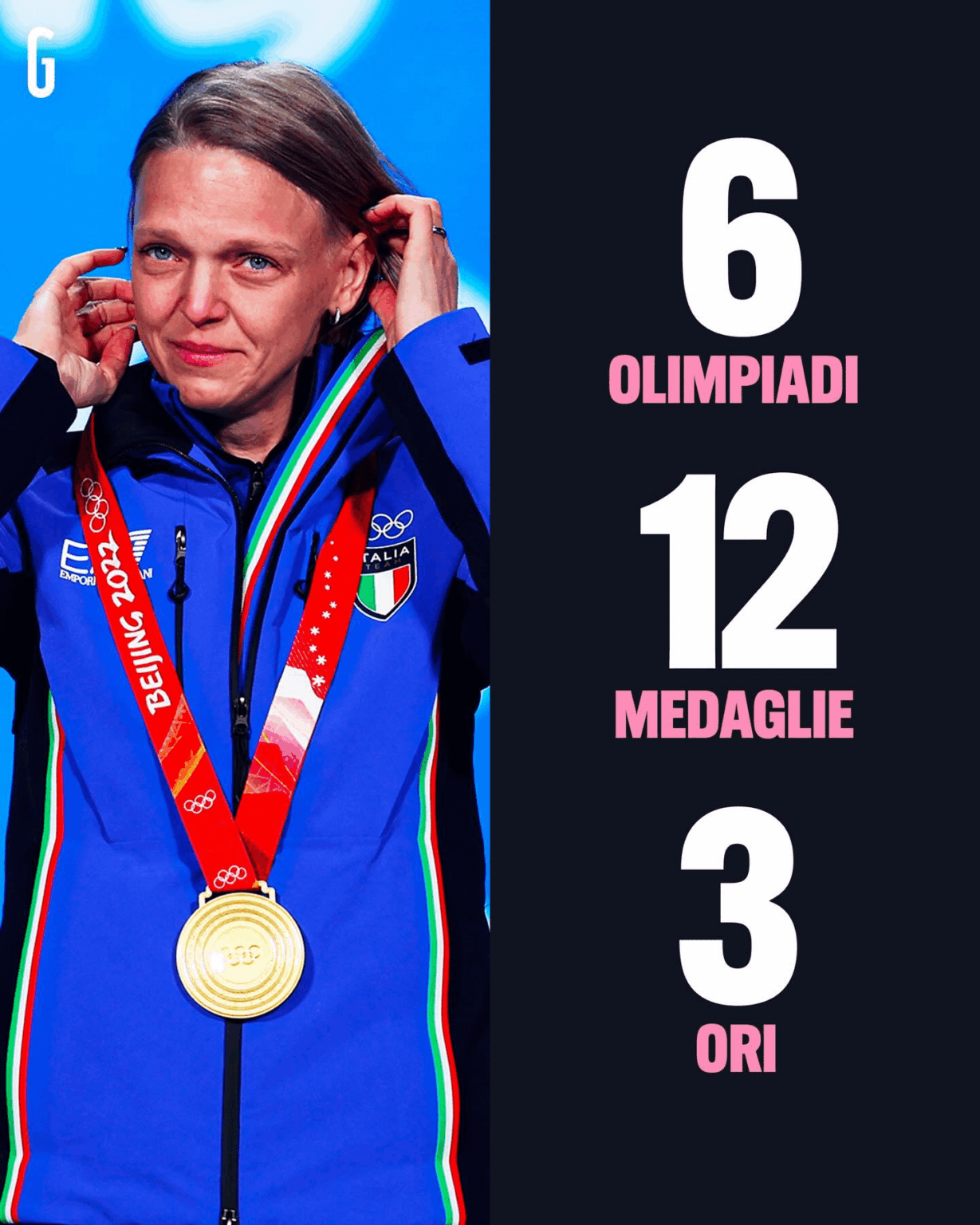 Arianna Fontana is the first Italian with 13 Olympic medals, equal with Edoardo Mangiarotti (fencing)
