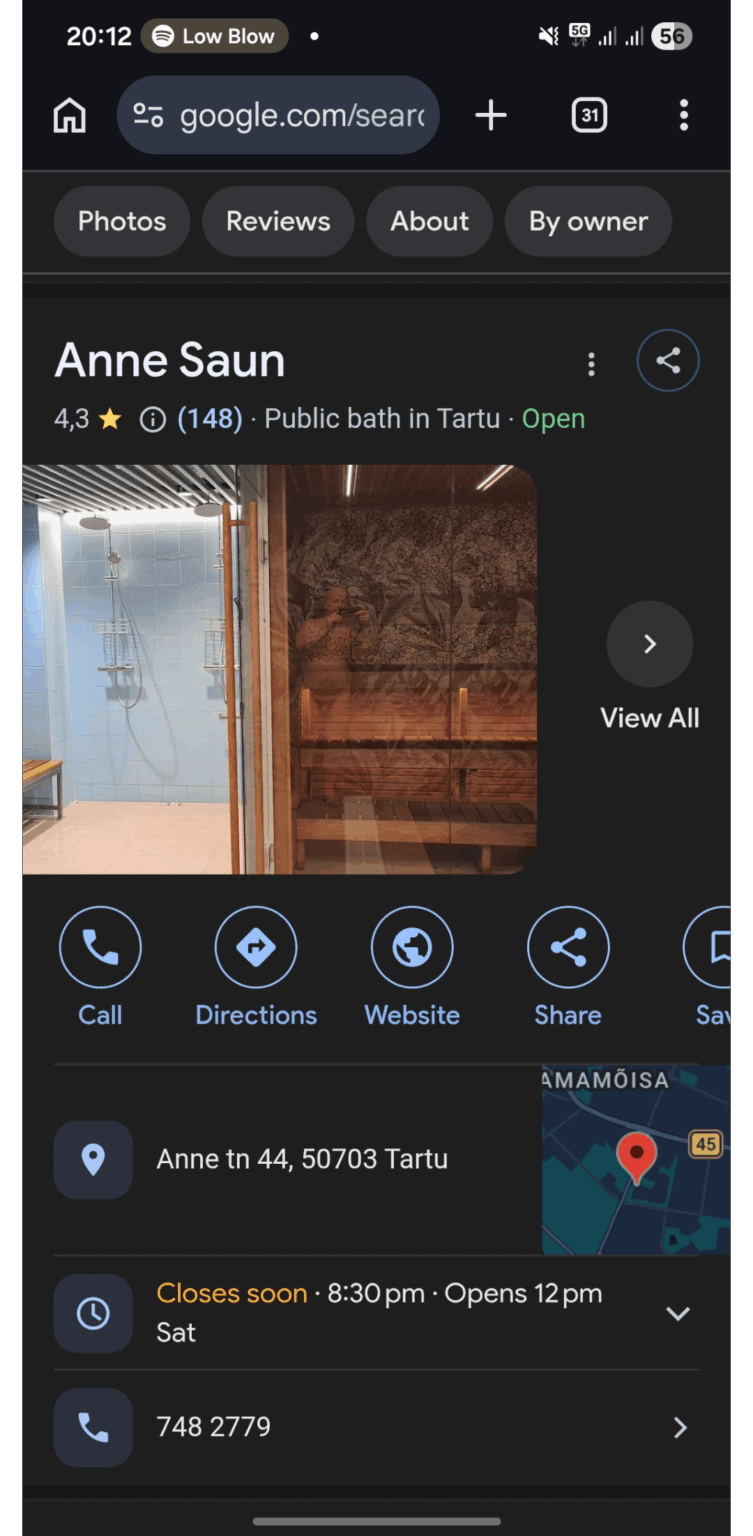 Who left a review for Anne's sauna?
