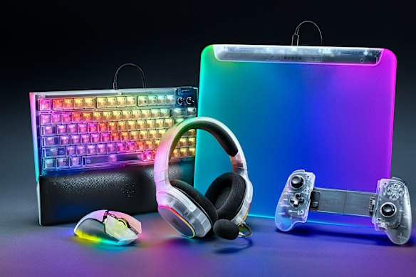 Razer’s Phantom White collection pairs transparency with coloured lighting.