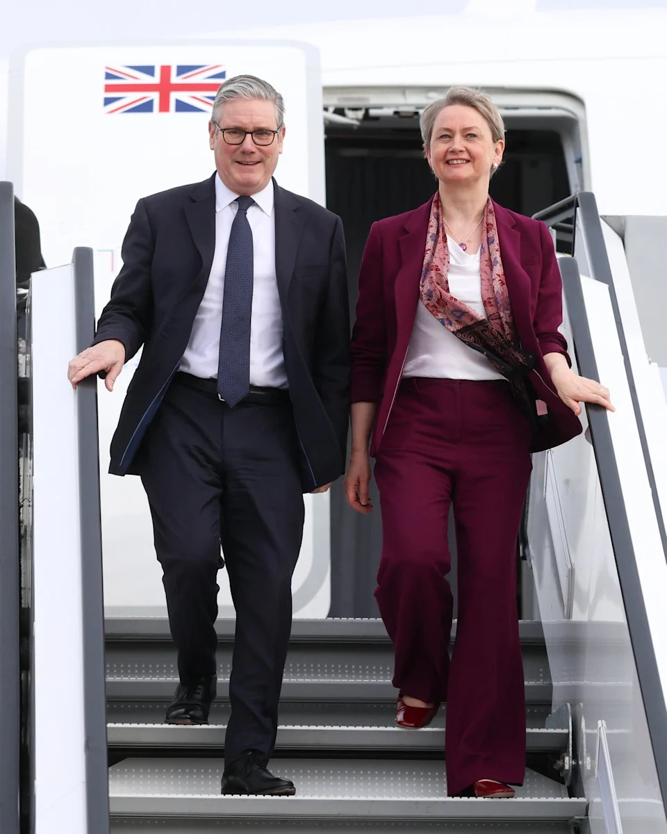 Prime minister Keir Starmer and foreign secretary Yvette Cooper arriving at the summit in Munich on Friday (Simon Dawson/No 10 Downing Street)