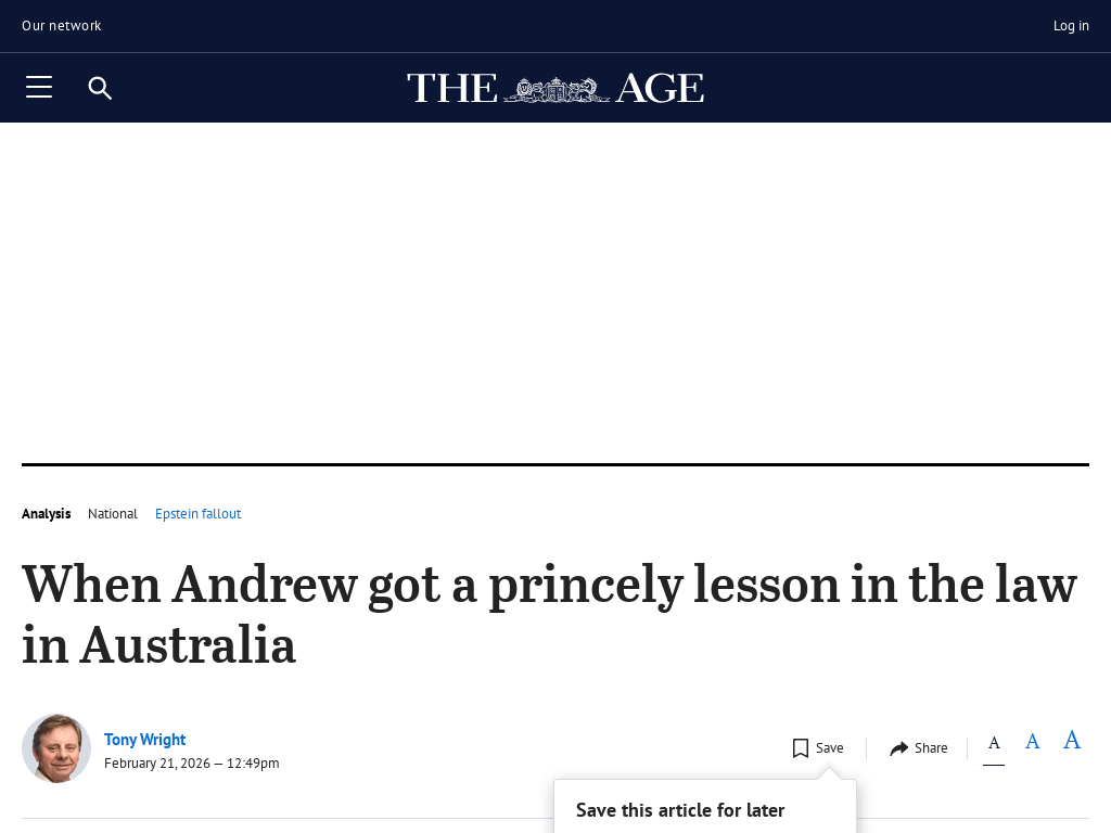 When Andrew got a princely lesson in the law in Australia