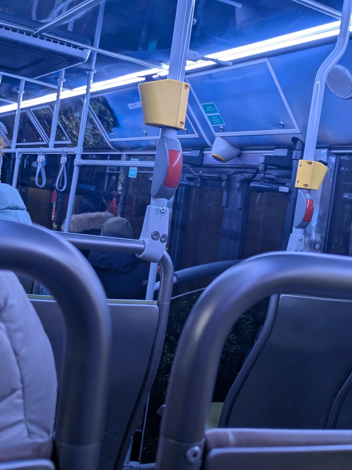 What are those yellow objects on the bus?