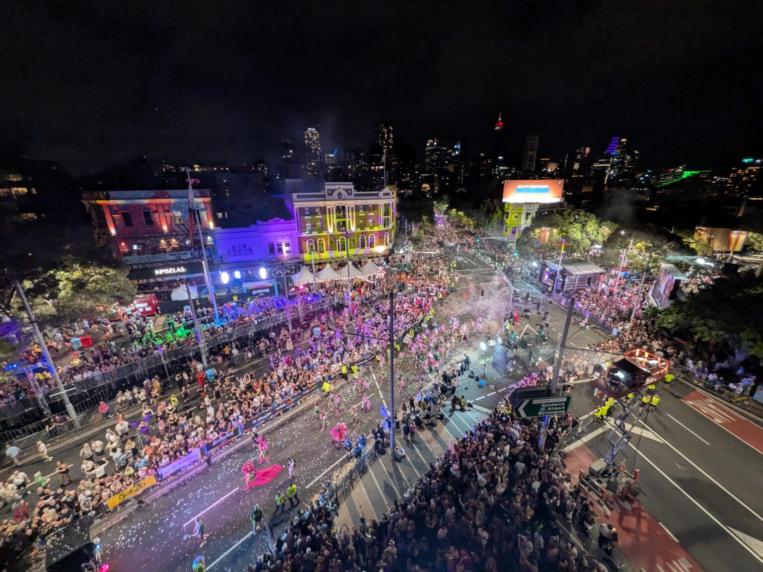 Happy Gay Xmas from the top of a billboard in Taylor Square