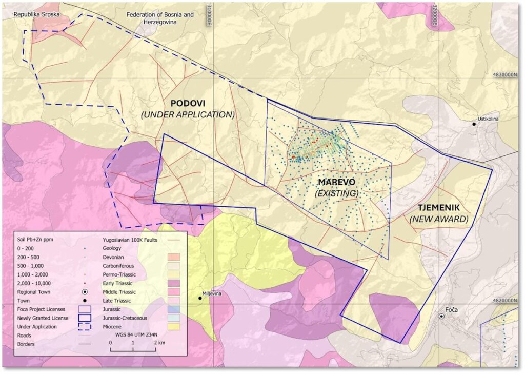 Leviathan Metals awarded additional Exploration License in prime target area at Foča, Bosnia and Herzegovina.