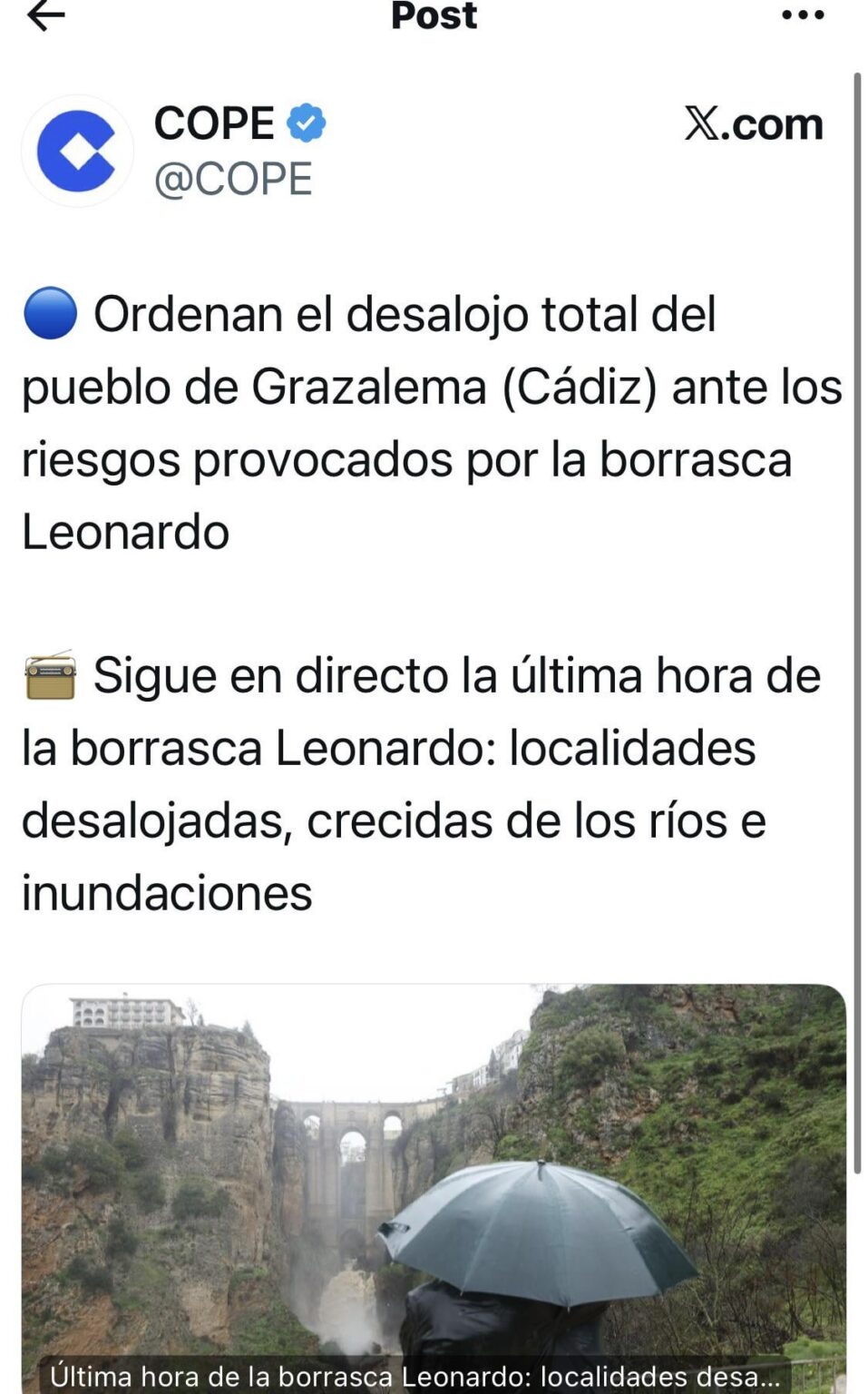 Total eviction of Grazalema