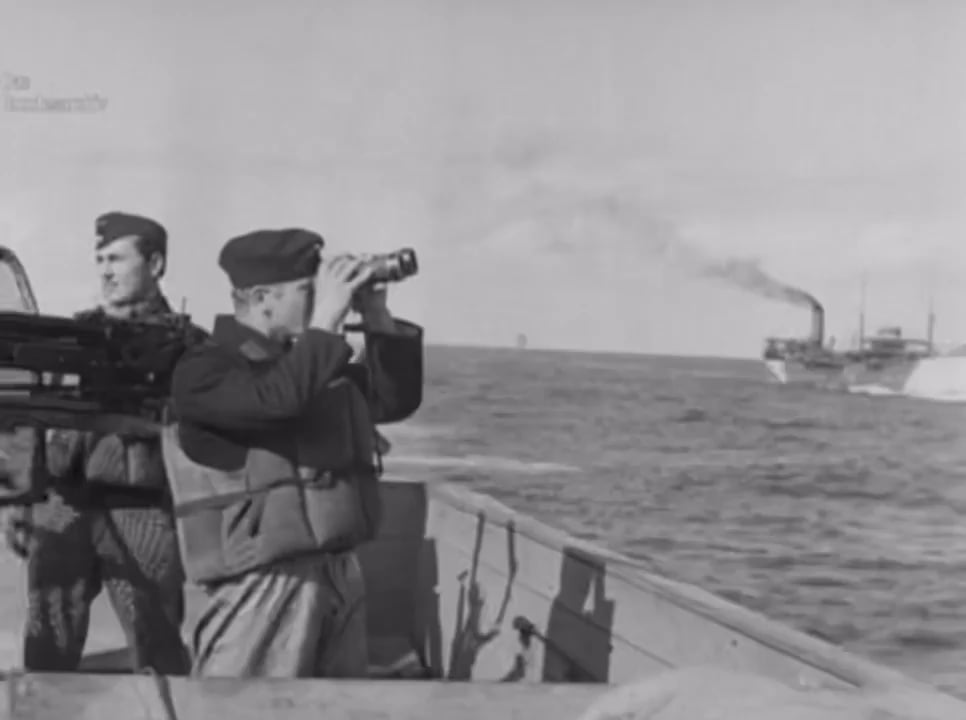 German naval anti-air crews engaging RAF bombers attacking their convoy.