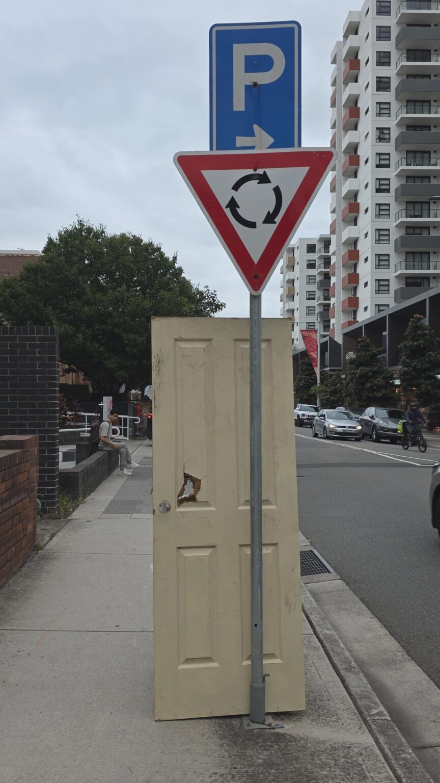 Parking on the right and an interdimensional portal straight ahead..
