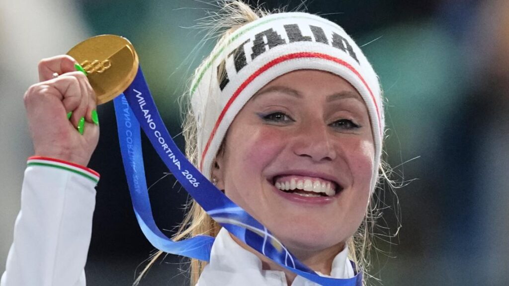 Italy sets Olympic record for host nation's first women's long track speed skating gold medal
