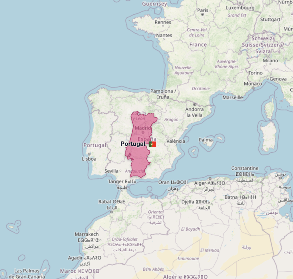 The real size of Portugal compared to Spain