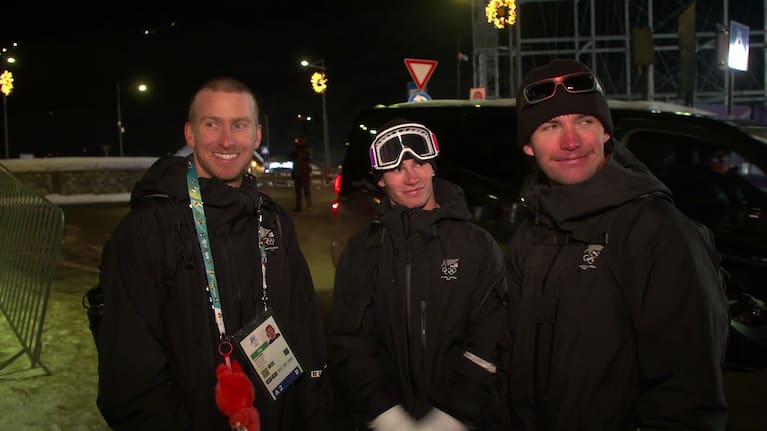 From left: Team New Zealand athletes Lyon Farrell, Rocco Jamieson and Dane Menzies.