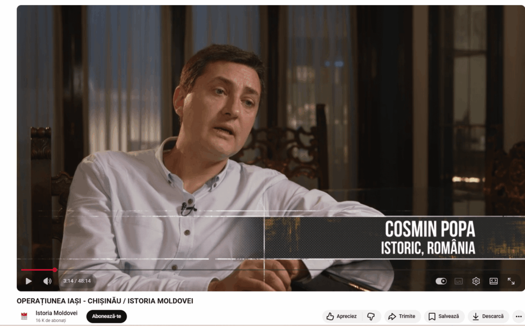 The Romanian historian Cosmin Popa, during the period in which he provided services for Igor Dodon