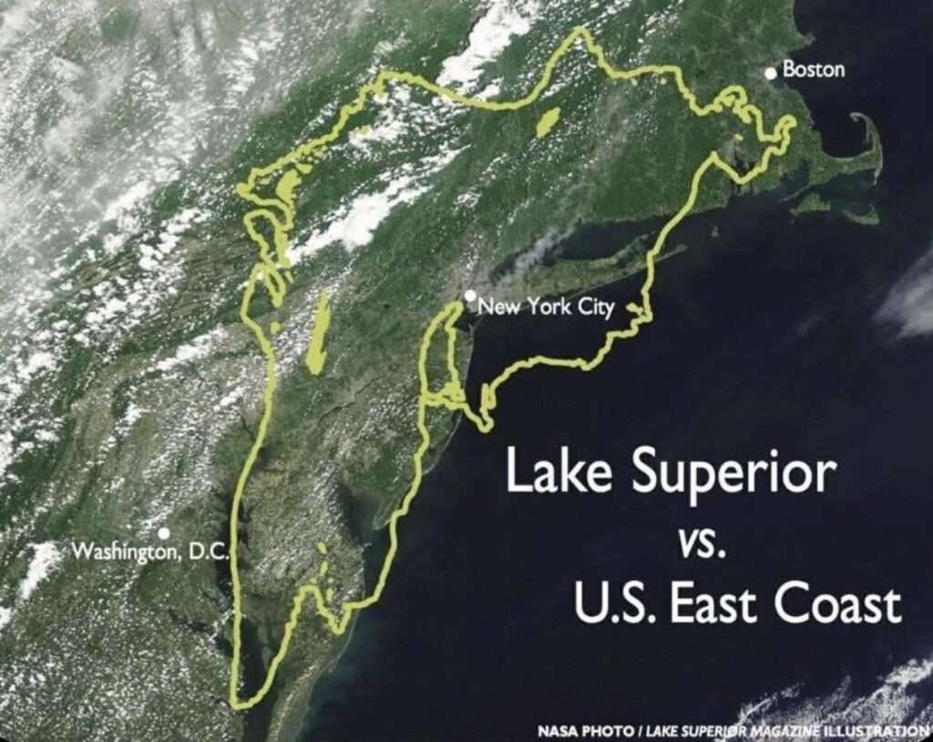 Lake Superior compared to east coast of United States