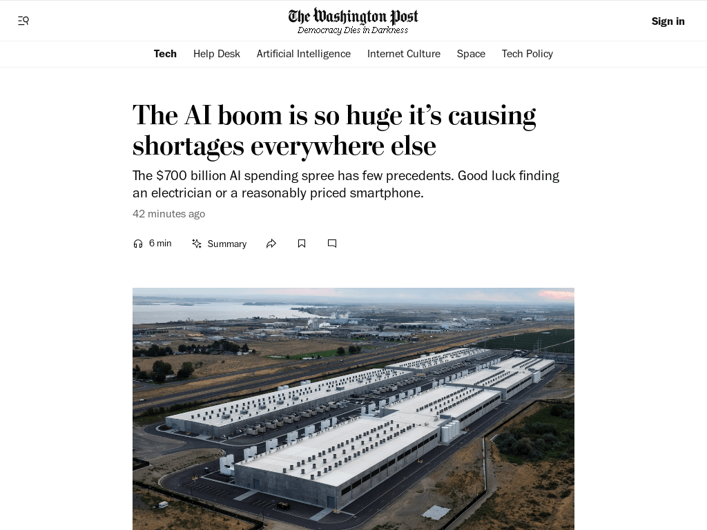 In the United States, record spending on artificial intelligence ($700 billion spent this year) is sucking resources from other sectors of the economy. Profits are still a long way off