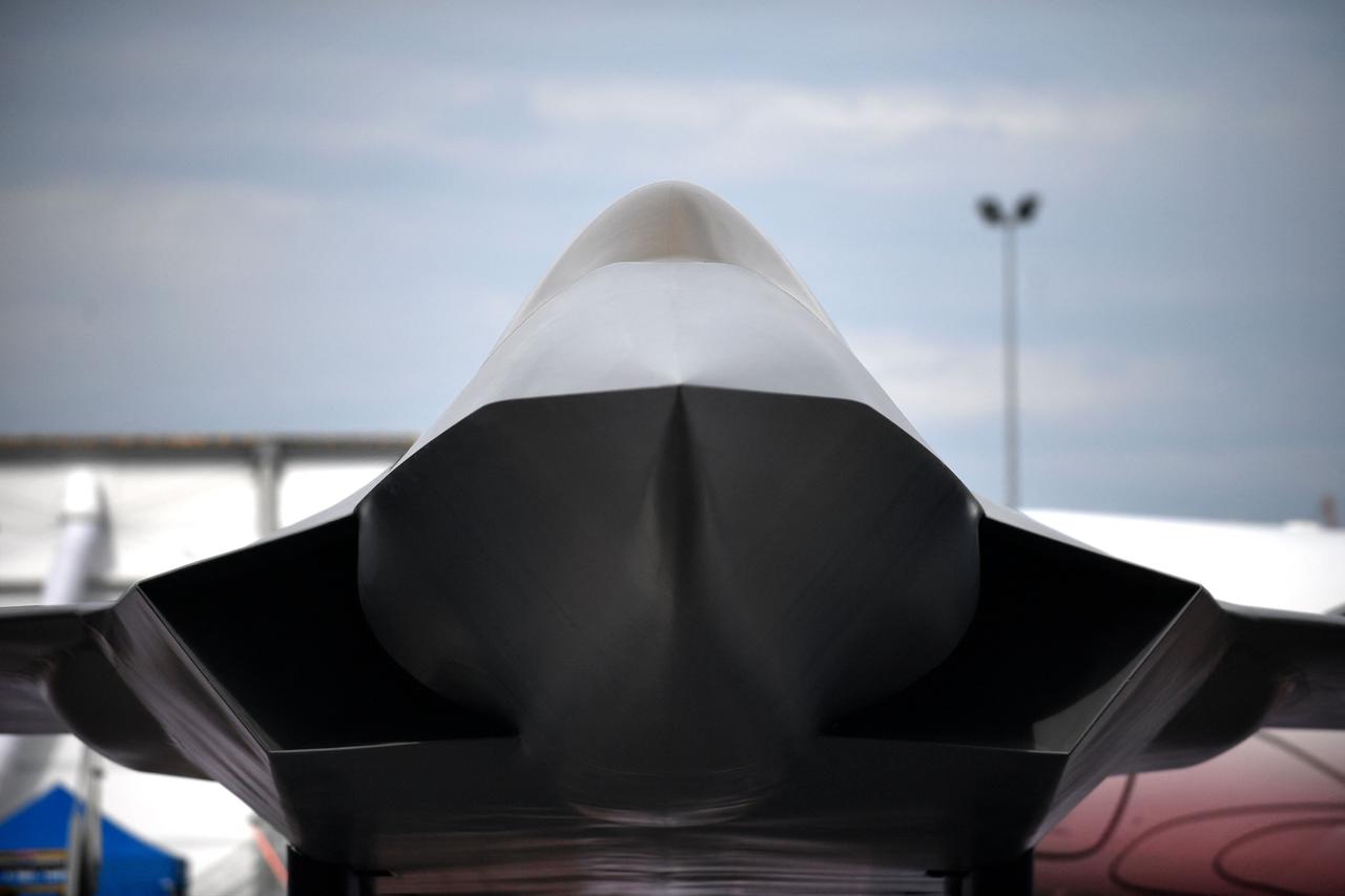 A mock-up of the European New Generation Fighter (NGF) for the Future Combat Air System (FCAS) during the International Paris Air Show, June 18, 2023. (AFP Photo)