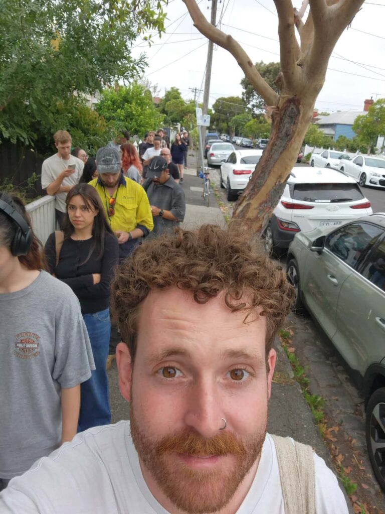 The state of the rental market - line for an inspection in Brunswick, Melbourne