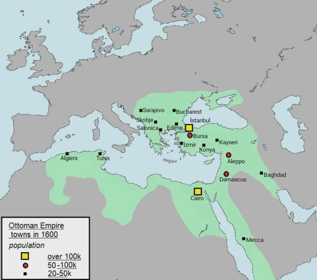Most populous cities in Ottoman Empire circa 1600