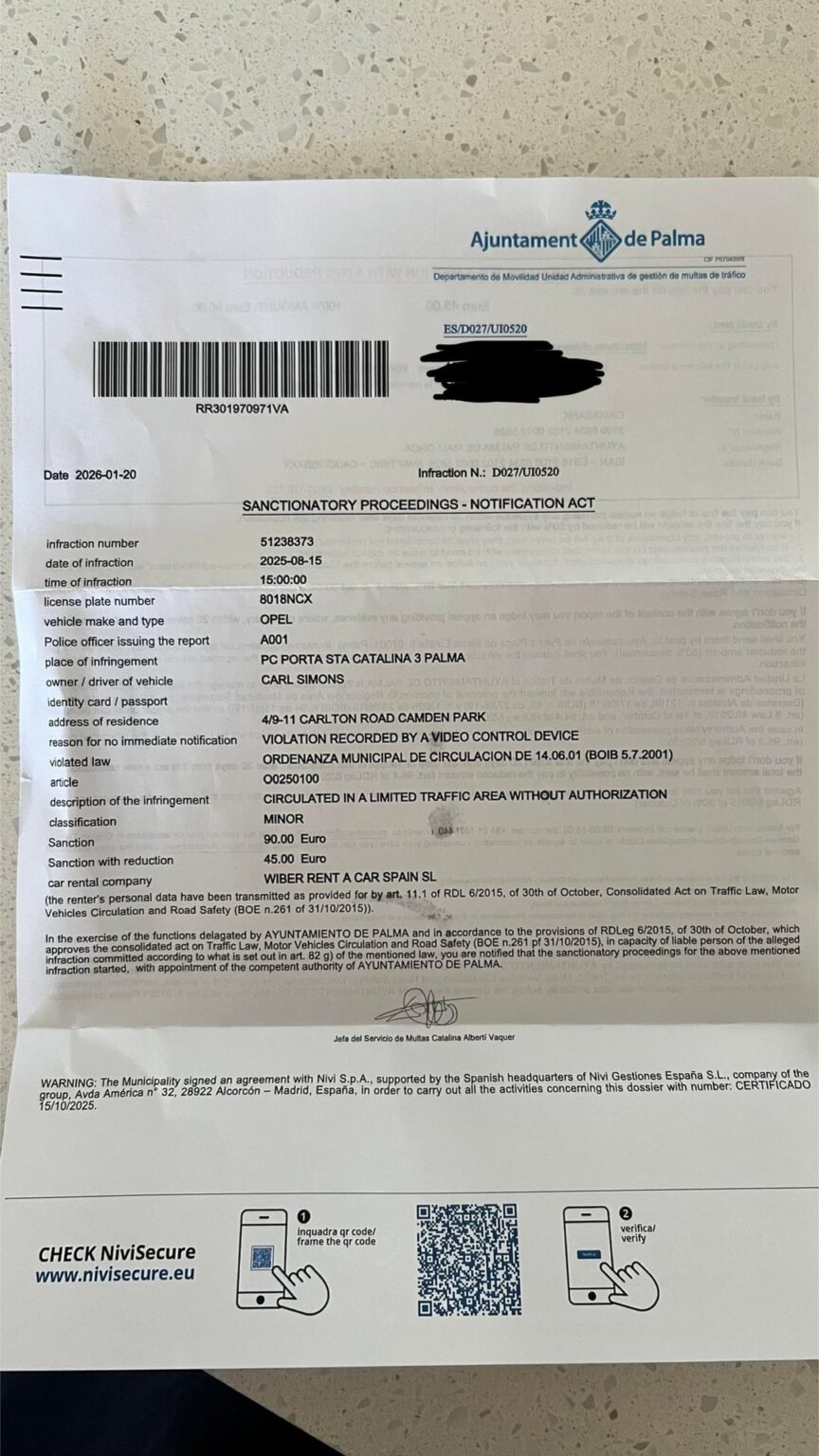 Spain Police Infringement