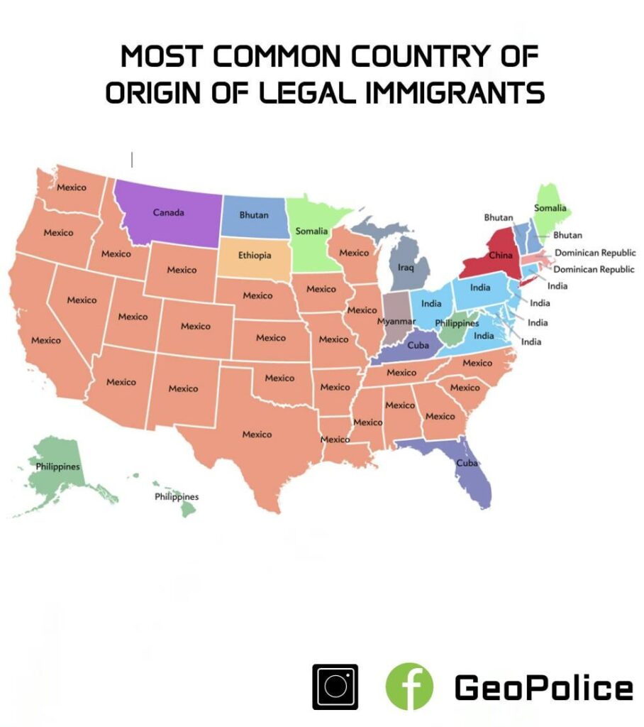 Most Common Country of Origin of Legal Immigrants