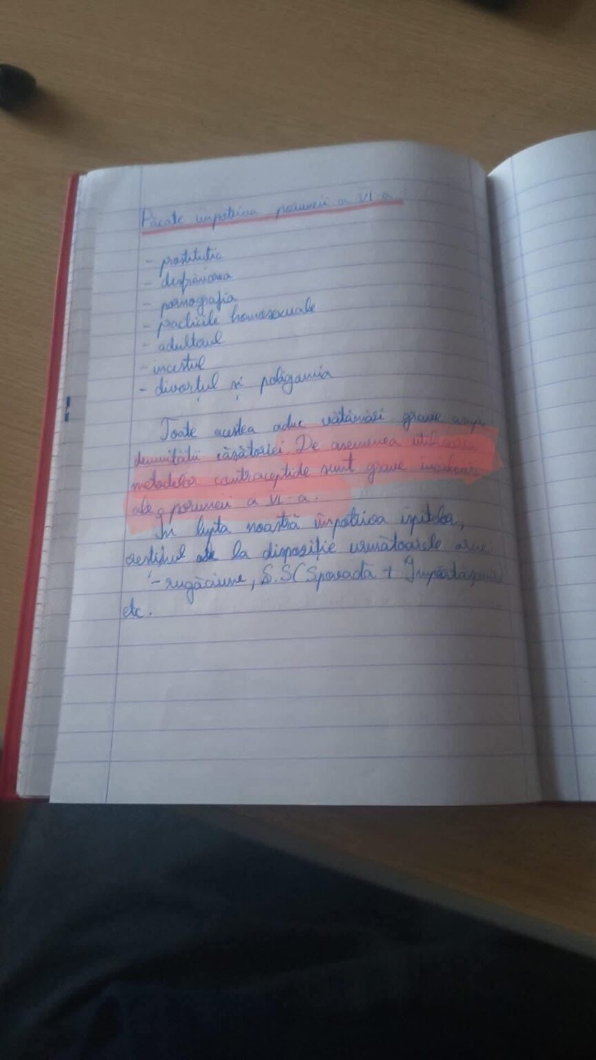 A lesson taught to secondary school students, in Religion class