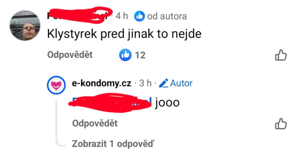 Ranking of boomers on the FB page e-kondomy.cz
