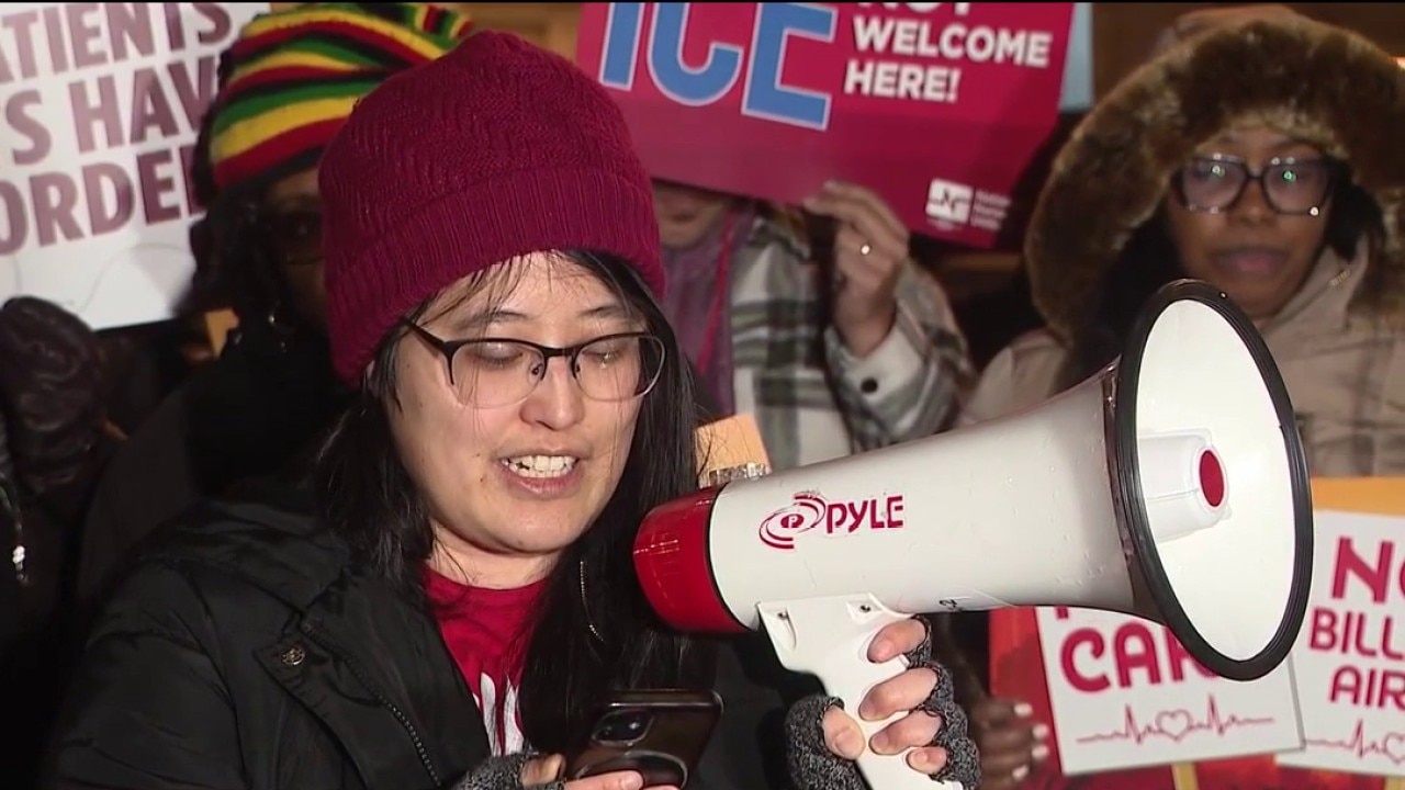 Nurses rally to protest ICE, immigration operations